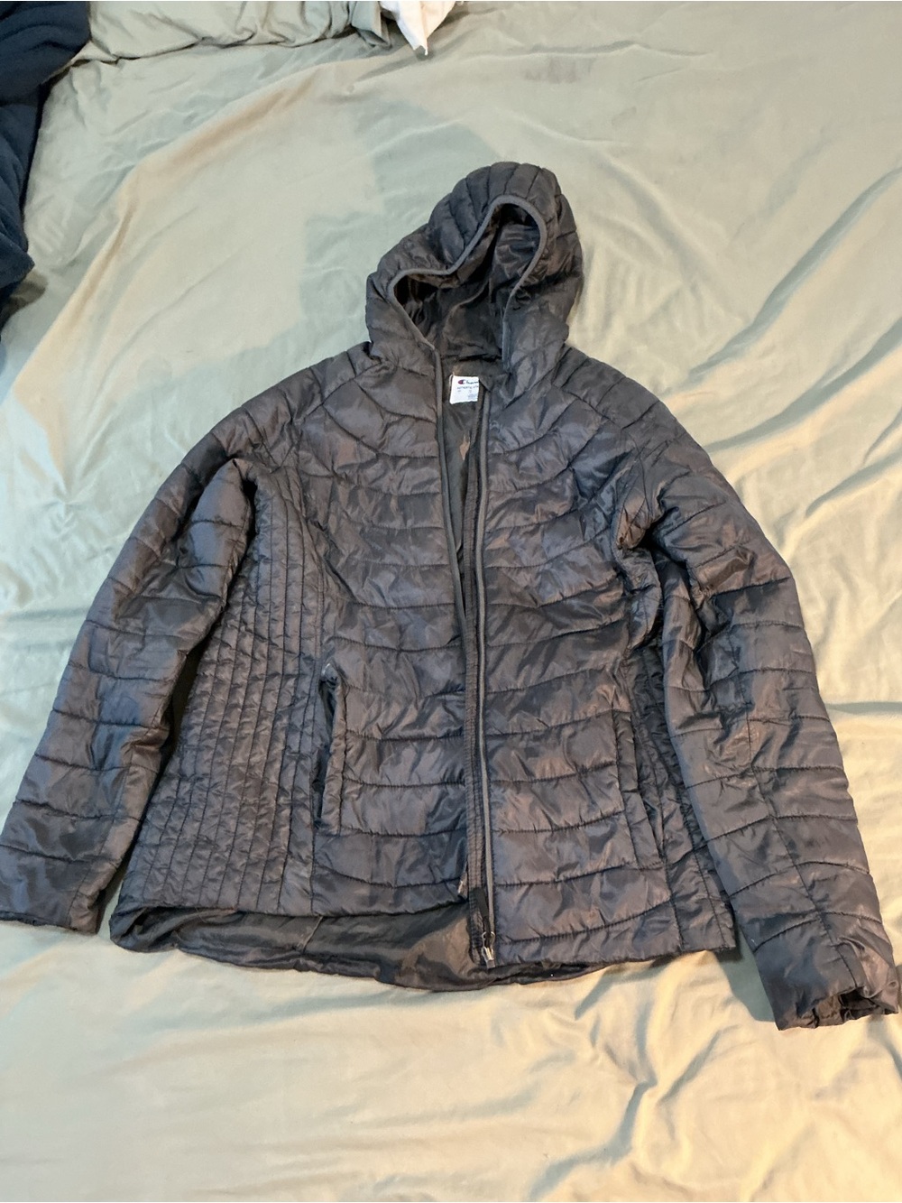 Champion Black Quilted Puffer Jacket with Hood